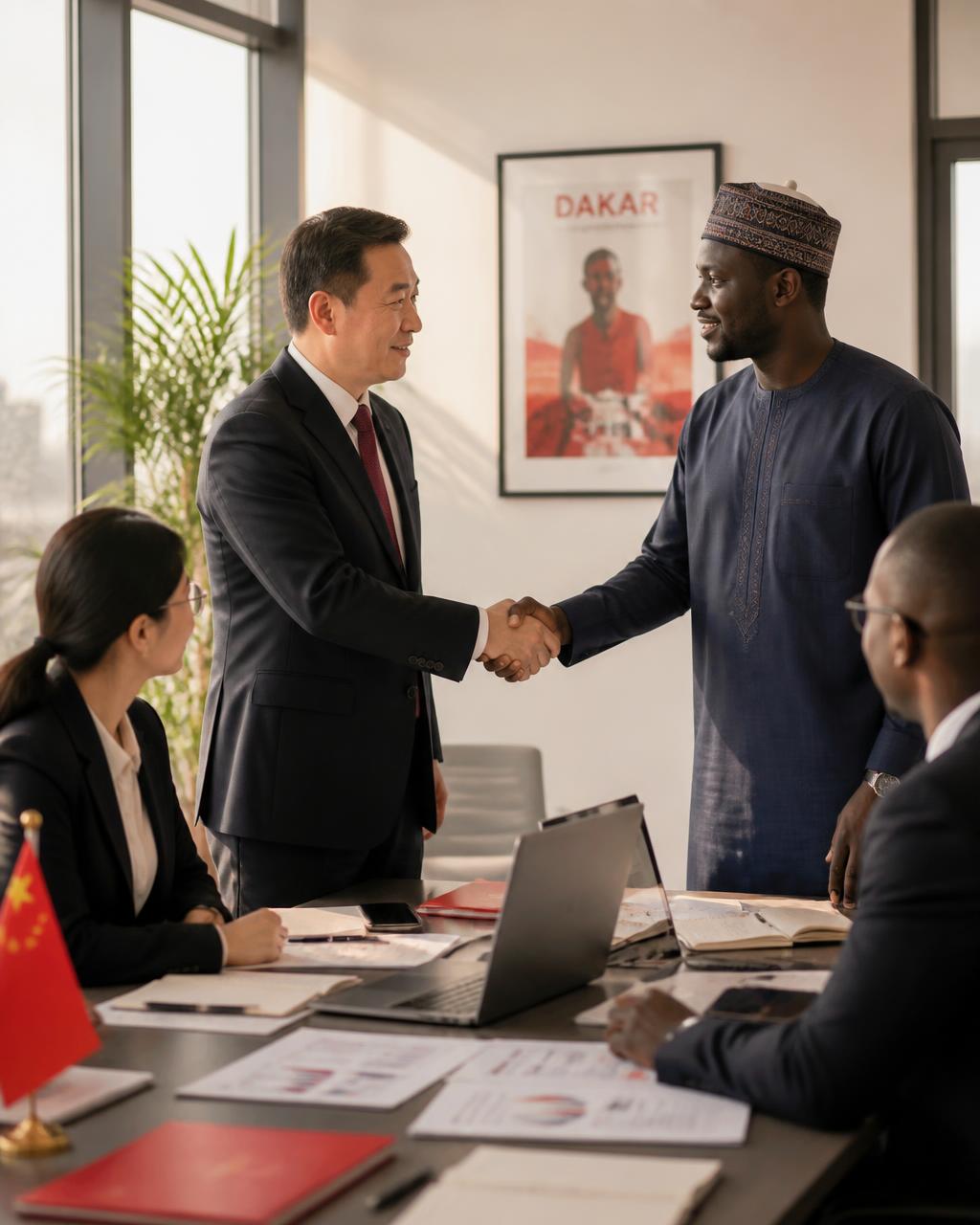 Professionnels chinois et sénégalais en réunion d'affaires à Dakar